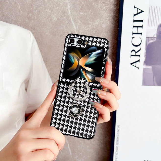 Z플립6 하운드 큐빅링케이스 플라워 진주케이스