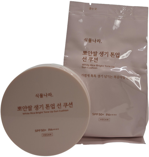 식물나라 생기 톤업 선 쿠션 15g(SPF50+) 본품+리필, 1개