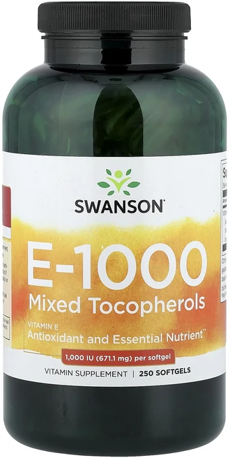 Swanson 비타민E-1000 혼합 토코페롤 1000IU(671.1mg) 소프트젤 250정, Swanson비타민E1000혼합토코페롤1000IU671, 1개 - 쿠팡