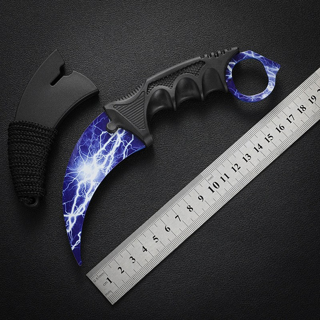 CSGO 안전한 칼 발톱 나이프 캠핑용 연습용 카람빗 나이프 날 없는 둔한 발리송, 1개, 뇌우