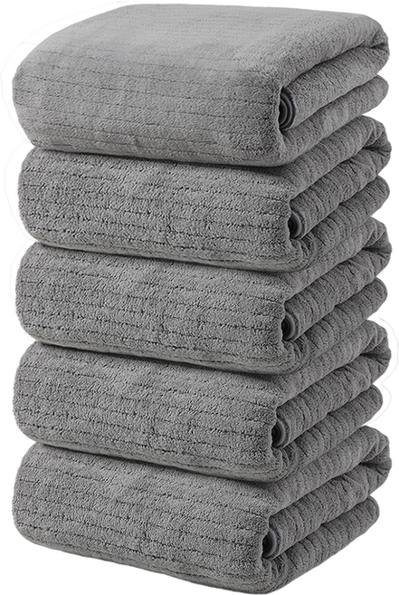 사베리아 프리미엄 면혼방 호텔 극세사 수건 350g 먼지 없는 페이스 타올, 다크그레이, 5개