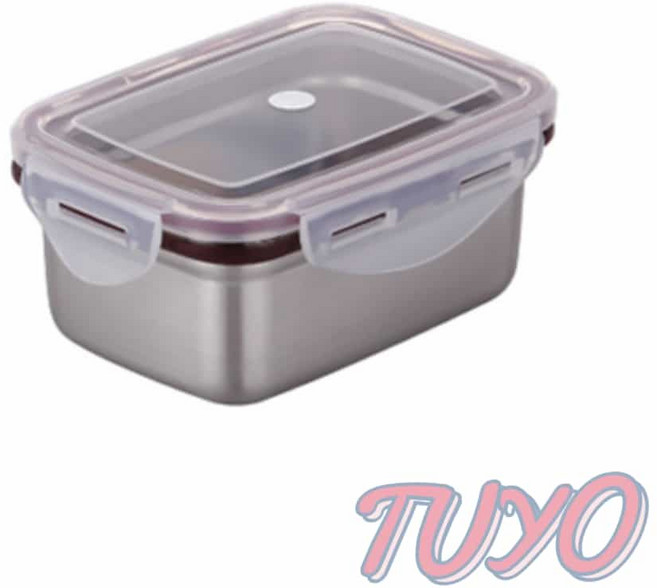 요비월드 스텐락 직사각 4호 540ml 반찬통 스텐사각반찬통 스테인레스밀폐용기