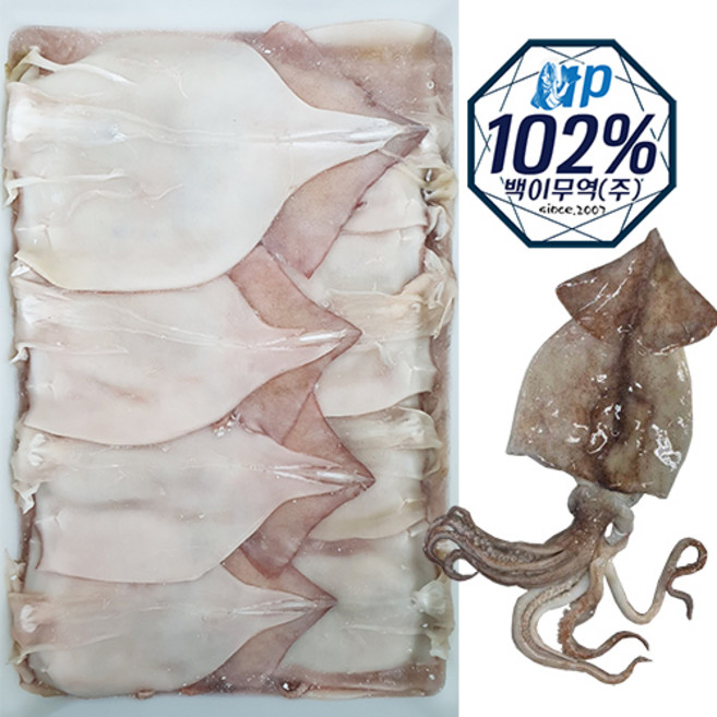 스페인 손질오징어 4kg (20-22마리 내외), 4kg (20-22미 내외), 1개