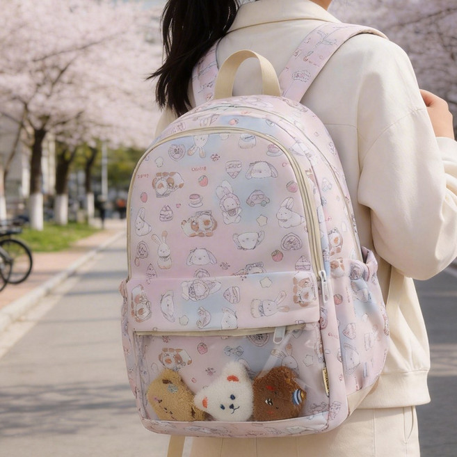 초경량 나일론 백팩 캐주얼하고 귀여운 디자인 학생용 백팩