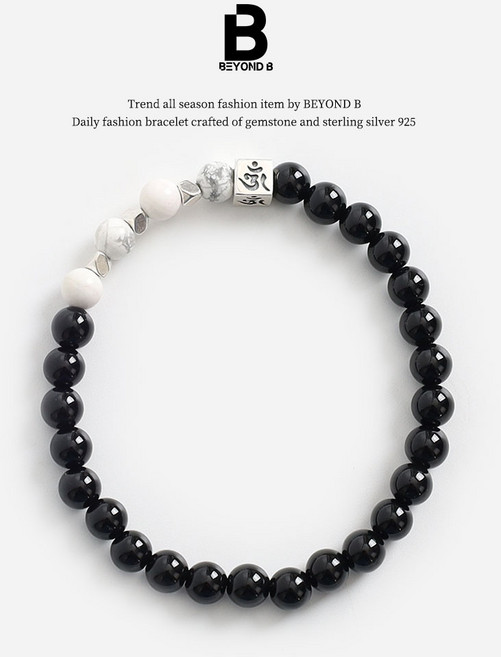 om 옴자 오닉스 원석 팔찌 6mm 하울라이트 백송석 포인트