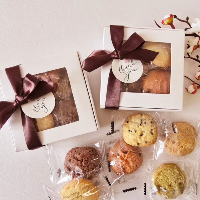 사각투명창쿠키답례품 결혼식답례품 스승의날 퇴사선물 당일발송가능, 브라운, 브라운, 1개