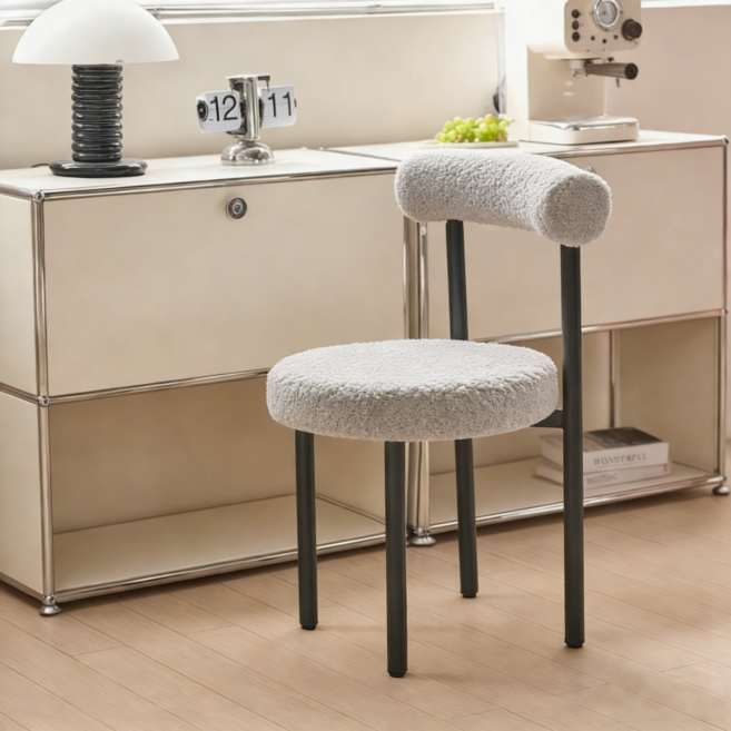 쿠리브 인테리어 등받이 스툴 1인 화장대 의자, 1개, 그레이