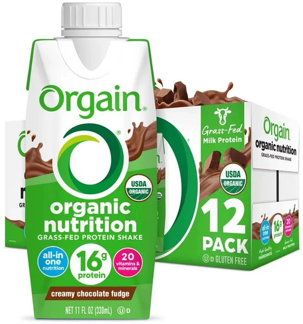 올게인 뉴트리션 프로틴쉐이크 16g 크리미 초콜릿 퍼지 Orgain Nutrition Protein Shake, 12개, 330ml - 쿠팡