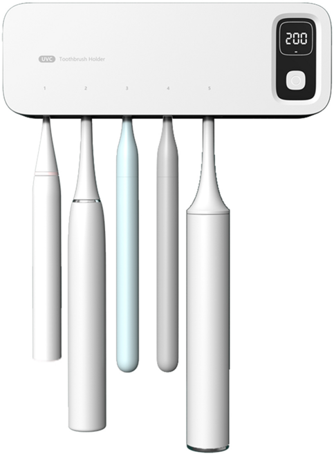 SERENDI UVC 칫솔살균기 벽걸이 무타공 팬건조 5구 USB-C, 퓨어 화이트