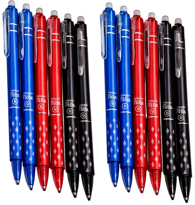 노블릭 감열성지우개 블랙 블루 레드 지워지는 볼펜 0.5mm, 블랙 4p+블루 4p+레드 4p, 12개