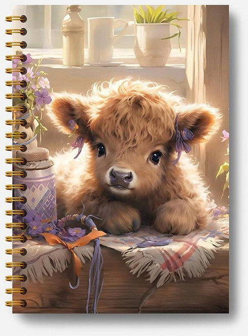 Guymn Autism Highland Cow 노트 자폐 엄마 선물 저널 Neurovarious ASD 인식 수용 하드커버 나선형 노트 여성용 하이랜드 소 선물 14.9, Highland Cow-12