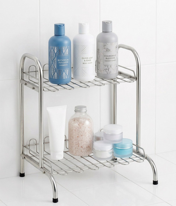 不銹鋼兩層置物架 浴室廚房收納架, 304不鏽鋼, 2層