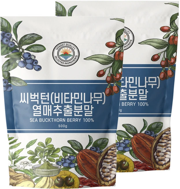 해나식품 20배 고농축 비타민나무열매추출물 분말 가루 파우더, 500g, 2개 - 쿠팡