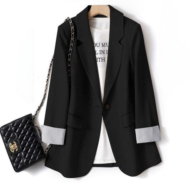 POMTOR 여성 봄 가을 슬림 양복 코트 빅사이즈 긴팔 정장 자켓 S-4XL