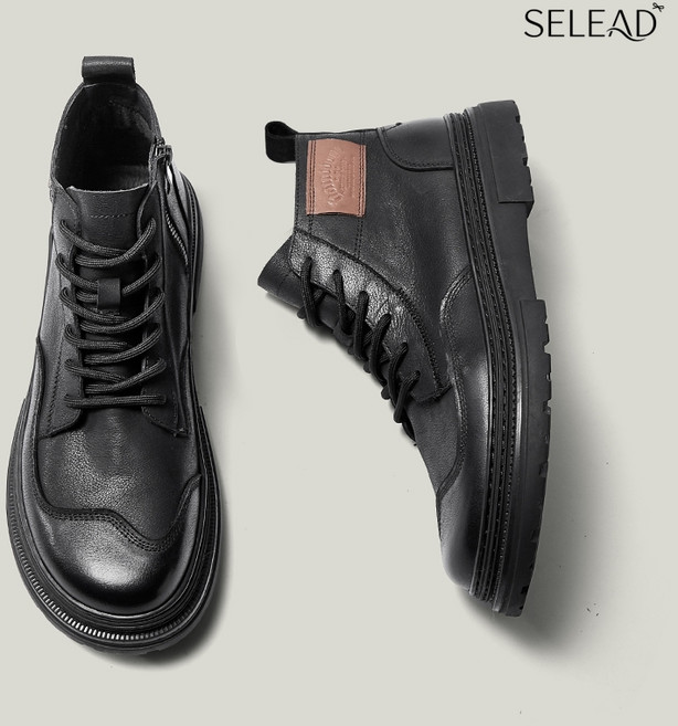 SELEAD 남자 부츠 워커 작업화 캐주얼 남성 전투화 군화 하이탑 마틴부츠