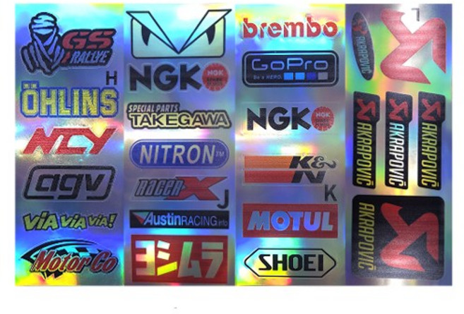 오토바이 홀로그램 스티커 레이저 스폰서 스티커 25종 반사스티커, option B, 1세트, 레인보우