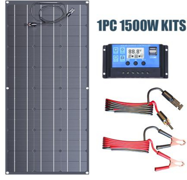 발코니 태양광 패널 캠핑용 1500W 플렉시블 - 고효율 초박형 구부릴 수 있고 곡면에 쉽게 설치 가능, 1)1PC KIT