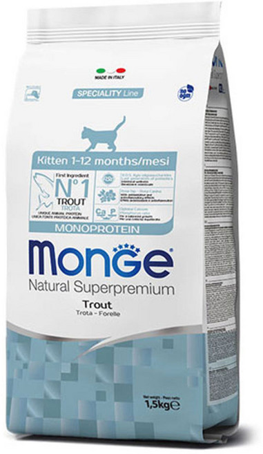 [CAT]몬지 내추럴 슈퍼프리미엄 모노프로틴 키튼 송어 1.5kg, 1개, 칠면조+송어