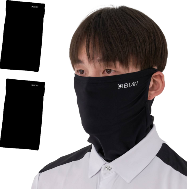 비안 자외선 차단 귀걸이 쿨 마스크, 블랙, 2개