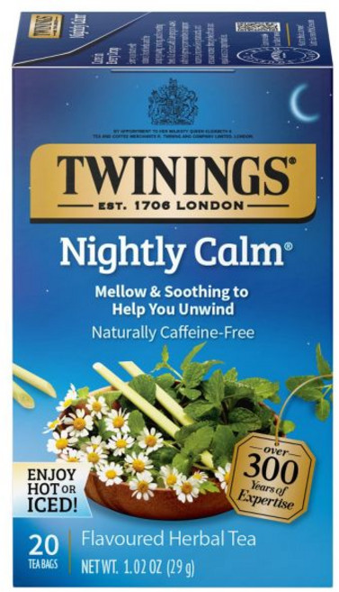 Twinings 트윈잉스 베드타임 티 버라이어티 2팩 - 퓨어 카모마일 티와 슈퍼블렌드 시나몬 & 바닐라 + 멜라토닌 천연 카페인이 없는 허브 티백 미국, Nightly Calm
