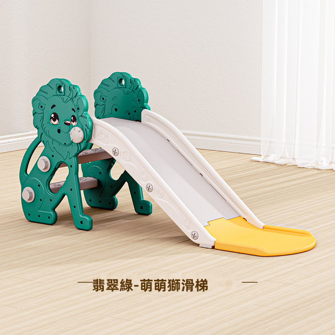 VANLUEE 兒童滑滑梯室內家用小型寶寶滑梯折疊多功能小孩玩具家庭遊樂場, 1個, 萌萌獅綠色(6457)