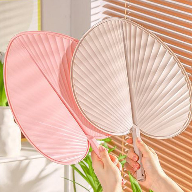 디엠몰 나뭇잎 모양 대왕 손부채 2종세트, 2개, 핑크+베이지