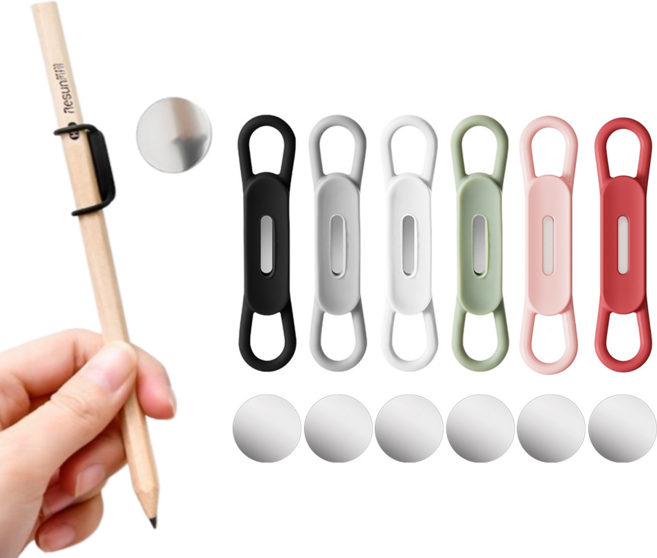 휴무드 실리콘 자석 펜 홀더 냉장고 현관문, 6개, 혼합