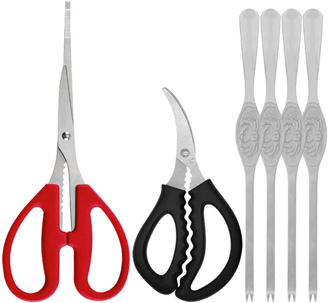 게가위 1개 + 새우가위 1개 + 게포크 4개, 레드+블랙, 1세트