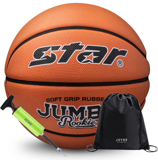 농구공 점보 루키 천연고무 소프트터치 최적의 그립감, 점보루키+JOYBE펌프&가방, 1개