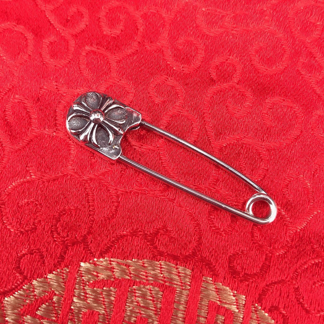 순은 925 버클핀 실버핀 실버핀 버클핀 빈티지 구제 아이리스 브로치 리틀 밀리터리 케이프, 검정(소)4.0Cm길이, 1개