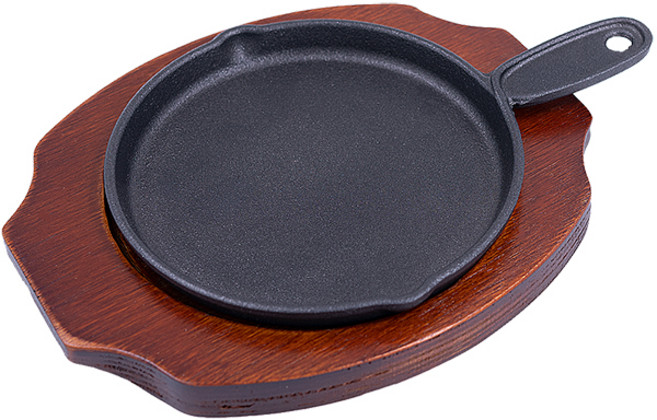 인덕션 무쇠 주물 후라이팬 IH 스테이크 감바스 철판, 소 set (주물+목판), 1개