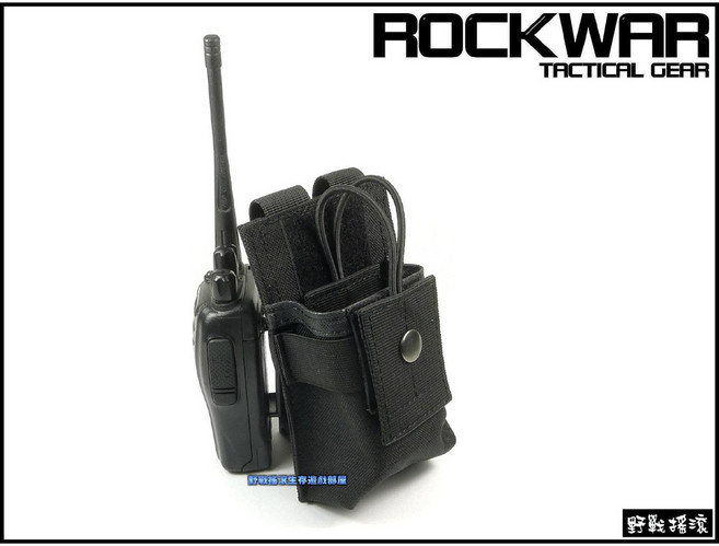野戰搖滾-生存遊戲 ROCKWAR T7 小型無線電袋 短對講機包 黑色, 1個