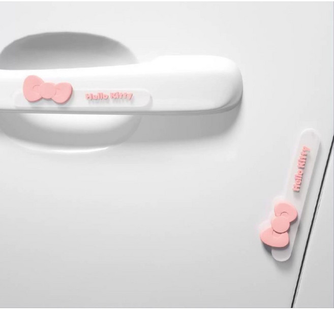 헬로키티 자동차 문콕방지 도어가드 실리콘 스티커 2P 정품인증, 1개, 핑크
