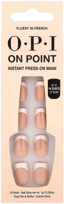 OPI 온 포인트 인스턴트 프레스온 매니큐어 숏 길이 플루언트 인 프렌치 27피스 키트 OPI-11407 - 쿠팡