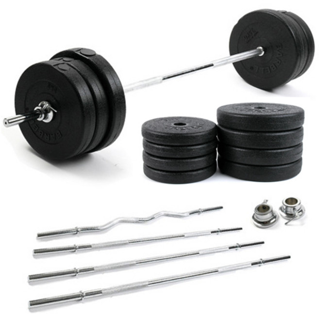 역기세트 14kg 16kg 20kg 25kg 30kg 40kg 바벨 원판 + 역기봉 컬바 이지바 소봉 중봉 대봉 바벨 세트, WB-1040A / 40KG, 역기봉 - 중봉 (1500mm/7KG), 1개, 블랙