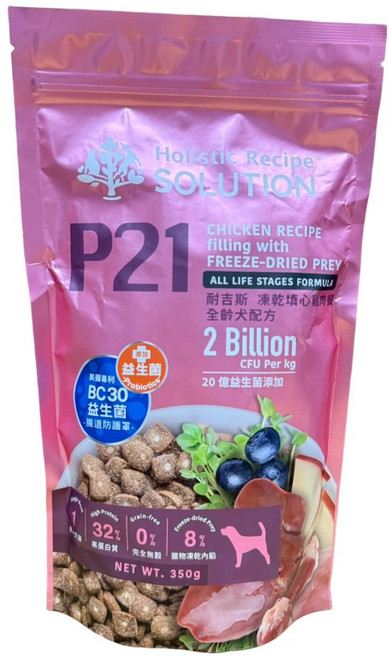 Holistic Recipe P21 雞肉凍乾配方 全齡犬益生菌, 350g, 1個, Chicken