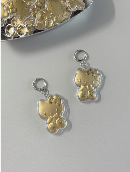 골드 키티 키링 백참 열쇠 고리 키홀더 금20mg, 1개