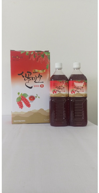 거창오미자영농조합 맛있는 웰빙푸드 산골미소 오미자청 1000mL/2P, 1박스, 2개입