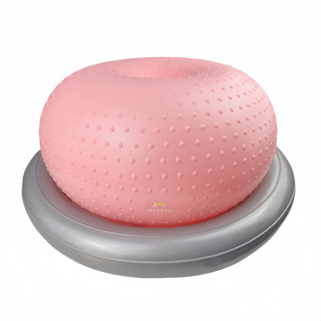 강아지 튼튼짐볼 애완견 밸런스볼 슬개골 운동 균형 홈트레이닝 가정용 운동기구, 도넛 핑크 베이스 마사지, 1개, 베이스가있는마사지포인트도넛핑크New