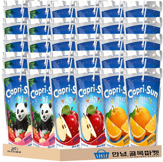 카프리썬 정글 10개 사과 10개 오렌지 10개 총 30개 *안전포장*, 200ml, 1세트