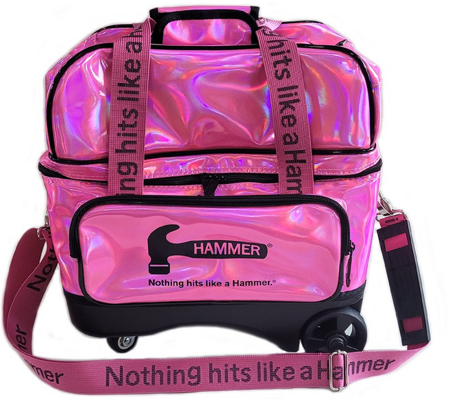 락엔볼-햄머 홀로그램 1볼 롤러백 에나멜 볼링가방, 핑크, 1개