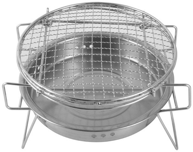 燒烤爐戶外圓形摺疊燒烤架便攜日式野營燒烤架燒烤爐家用爐, 1個, (CW-308)小號22*14:如圖所示