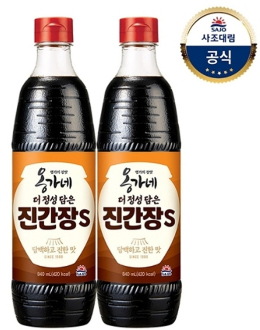 [사조대림] 옹가네 더정성담은 진간장S 840ml x 2개