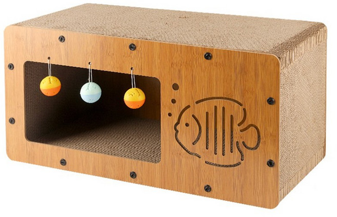 바디보 고양이 사각 스크래쳐 숨숨집 하우스, 물고기, 1개