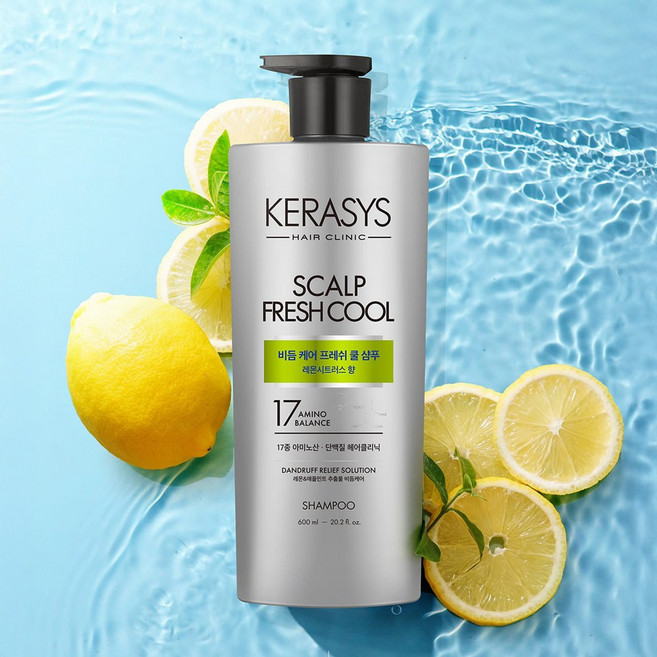 케라시스 두피 비듬케어 프레쉬쿨 단백질 샴푸 레몬시트러스향, 600ml, 3개