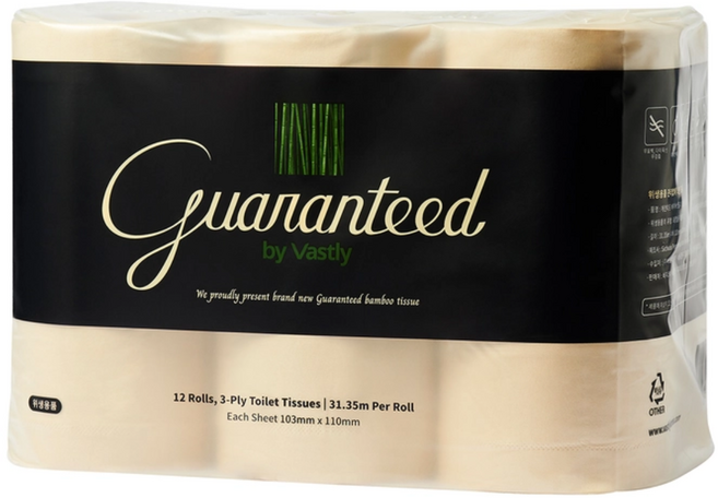 게런티드 by 바스틀리 3겹 화장지 31m x 12롤 x 2, 12개입, 2세트
