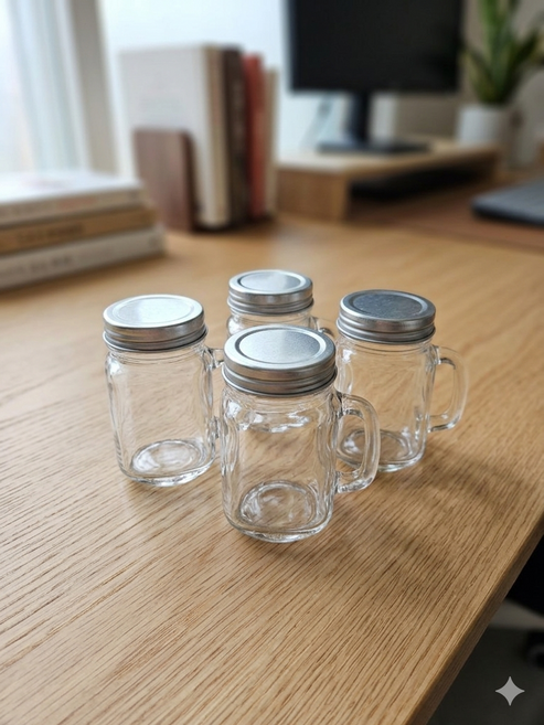 미니 손잡이유리병, 4개, 35ml