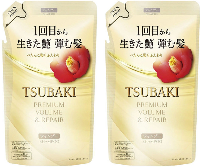 츠바키 프리미엄 볼륨 & 리페어 샴푸 리필용, 2개, 300ml