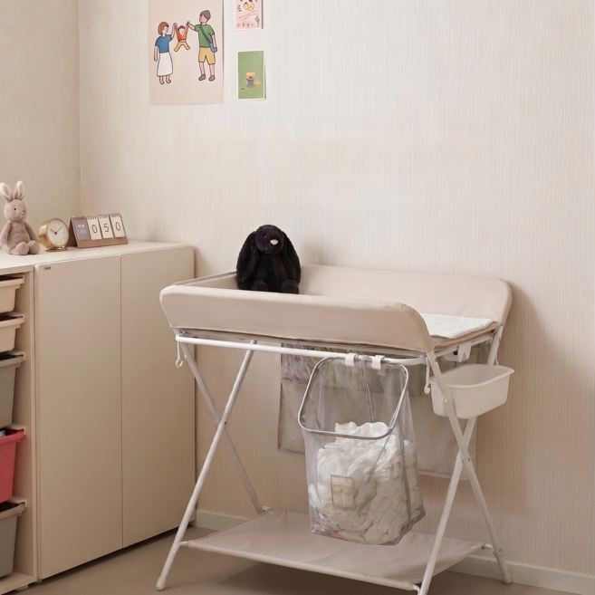 베베앤조이 기저귀 갈이대 거치가능 빨래바구니 빨래망 욕실용 장난감 보관함 빨래