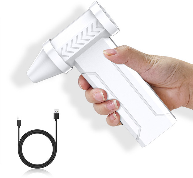 CCAGU 무선 핸디 청소기 160000RM 초강력 4단계조절 차량용 미니 에어건 송풍기, 화이트